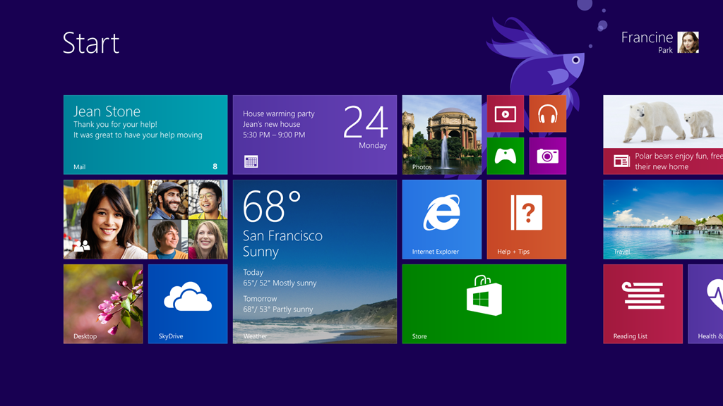 Windows 8 homescreen